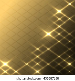 Golden background with neon lines crossed. Vector illustration