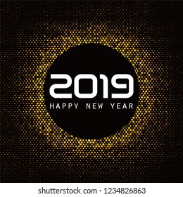 The golden background of the new year is made up of randomly assembled dots.