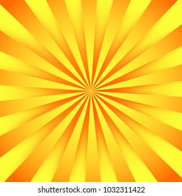 Golden background with orange yellow rays summer sun hot swirl with space for your message. Vector illustration EPS 10 for design element presentation, brochure layout page, packing label