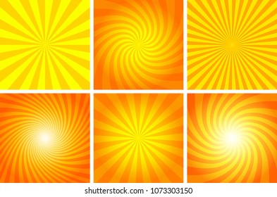 Golden background with orange yellow rays summer sun hot swirl with space for your message. Vector illustration EPS 10 for design element presentation, brochure layout page, packing label