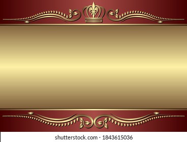 golden background with ornament and crown