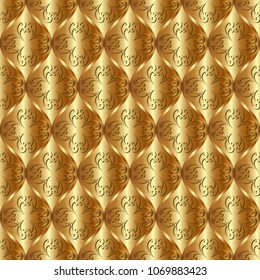 golden background with ornament, seamless pattern