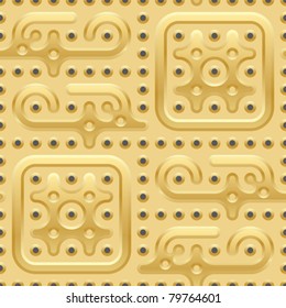golden background with ornate elements and creatures