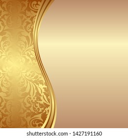 Golden background with ornate pattern and copy space