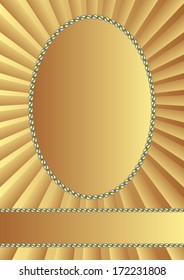 golden background with oval frame