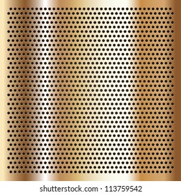 Golden background perforated sheet, vector design element