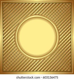 golden background with round banner