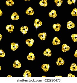 Golden Background with Seamless Pattern of Blink Elements Stock Vector Illustration