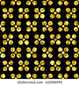Golden Background with Seamless Pattern of Glittering Fabric Stock Vector Illustration