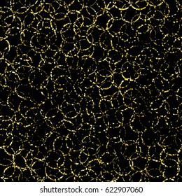 Golden Background with Seamless Pattern of Glittering Rings, Stock Vector Illustration