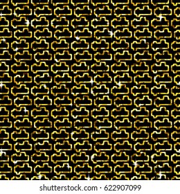 Golden Background with Seamless Pattern of Glittering Textile Stock Vector Illustration