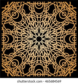 Golden background in the shape of a flower. Ethnic decorative elements. Hand drawn Islam, Arabic, Indian, ottoman motifs. Vintage decorative elements. Oriental pattern.