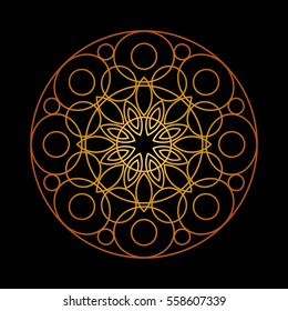 Golden background in the shape of a flower. Ethnic decorative elements. Hand drawn Islam, Arabic, Indian, ottoman motifs. Vintage decorative elements. Oriental pattern.