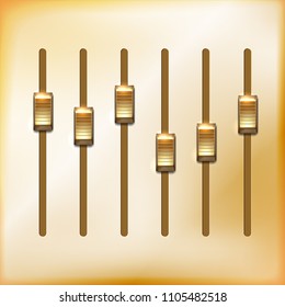 Golden background with shiny metal sliders - vector illustration