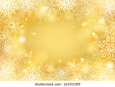 Golden background with snowflakes border