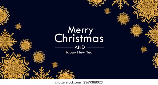 Golden background with snowflakes border design