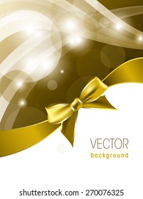 Golden background with sparkles and a bow.