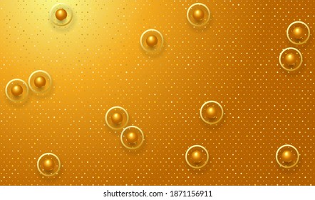Fondo dorado con esferas y brillo. EPS10 vectores