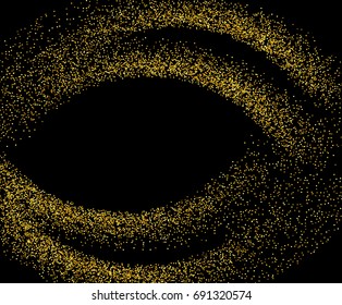 Golden background vector. Glitter of gold dust wave on black