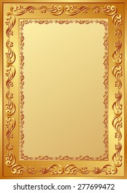 golden background with vintage frame