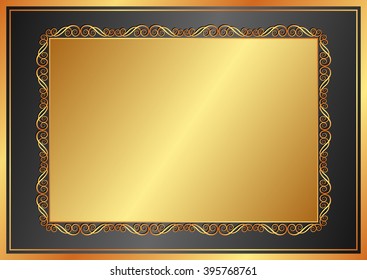 golden background with vintage frame