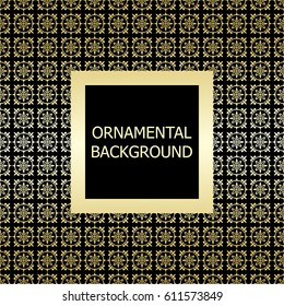 Golden background with vintage ornament. Template for design. Vector illustration.