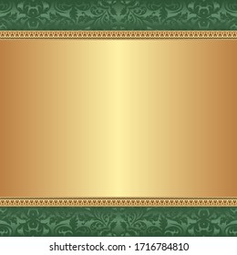 Golden background with vintage pattern and copy space