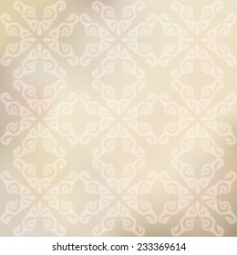 Golden background, white ornament. 