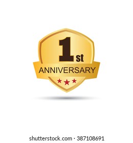 Golden badge 1 year anniversary logo
