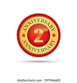 Golden badge 2 years anniversary logo