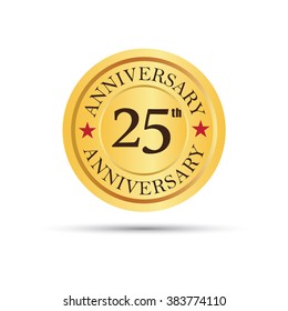 Golden Badge 25 Years Anniversary Logo Stock Vector (Royalty Free ...