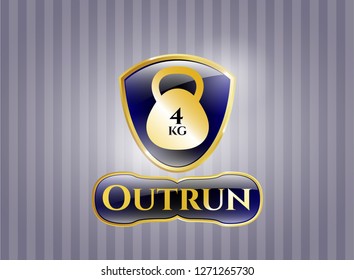  Golden badge with 4kg kettlebell icon and Outrun text inside