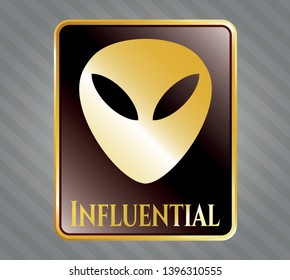  Golden badge with alien icon and Influential text inside