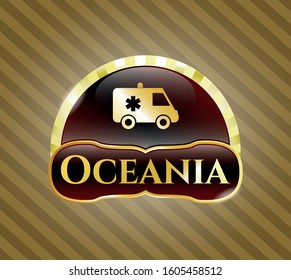  Golden badge with ambulance icon and Oceania text inside