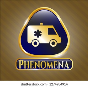  Golden badge with ambulance icon and Phenomena text inside