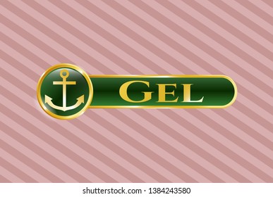  Golden badge with anchor icon and Gel text inside