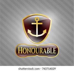  Golden badge with anchor icon and Honourable text inside