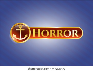  Golden badge with anchor icon and Horror text inside