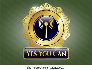  Golden badge with antenna signal icon and Yes You Can text inside