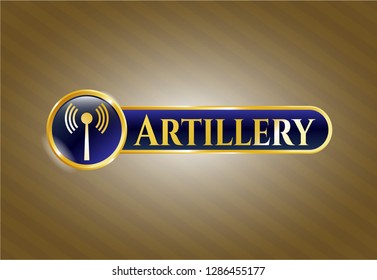  Golden badge with antenna signal icon and Artillery text inside