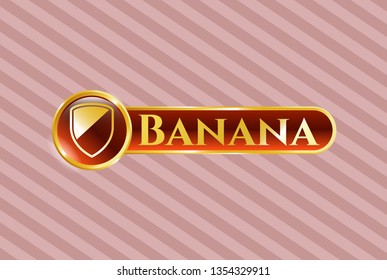  Golden badge with armor icon and Banana text inside