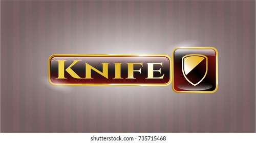 Golden badge with armor icon and Knife text inside