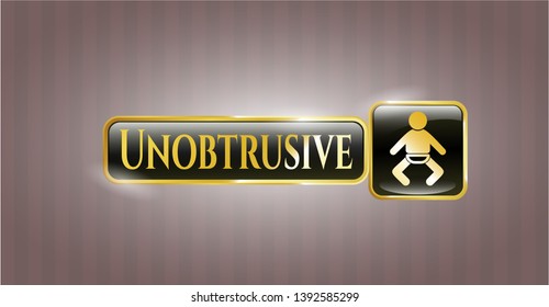  Golden badge with baby icon and Unobtrusive text inside