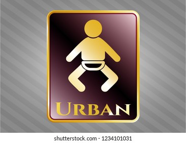  Golden badge with baby icon and Urban text inside