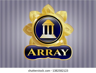  Golden badge with bank icon and Array text inside