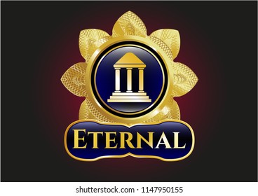  Golden badge with bank icon and Eternal text inside