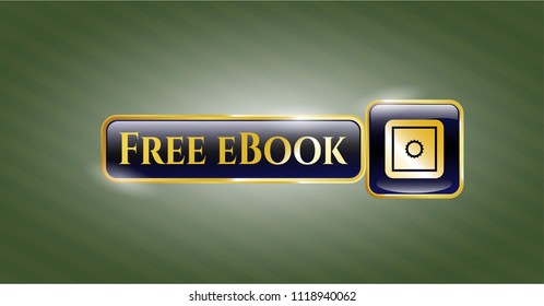  Golden badge with bank safe icon and Free eBook text inside