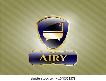  Golden badge with bathtub icon and Airy text inside