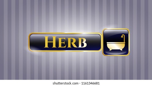  Golden badge with bathtub icon and Herb text inside