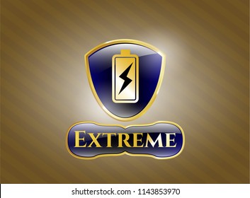  Golden badge with battery charging icon and Extreme text inside